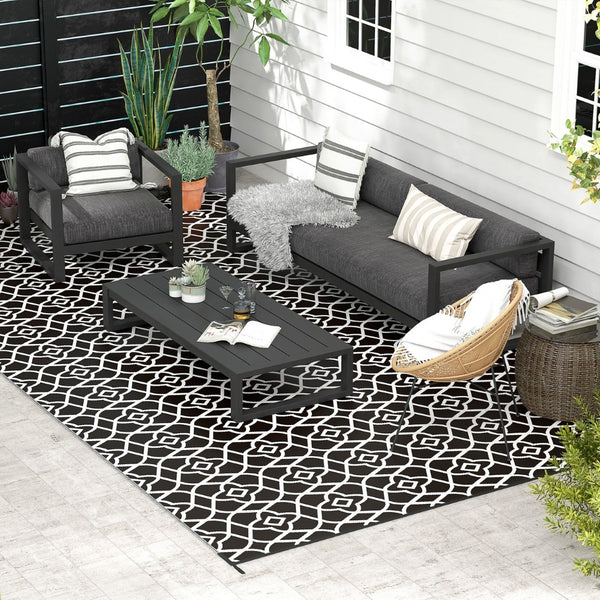 English Elm Outsunny Reversible Polypropylene Outdoor Rug Geometric Waterproof Mat for Camping Decks W2225P174552