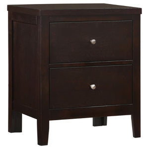 English Elm Pocatello 5-Piece California King Bedroom Set: Modern Cappuccino Wood & Black Faux Leather Elegance B062S00922-GIGA