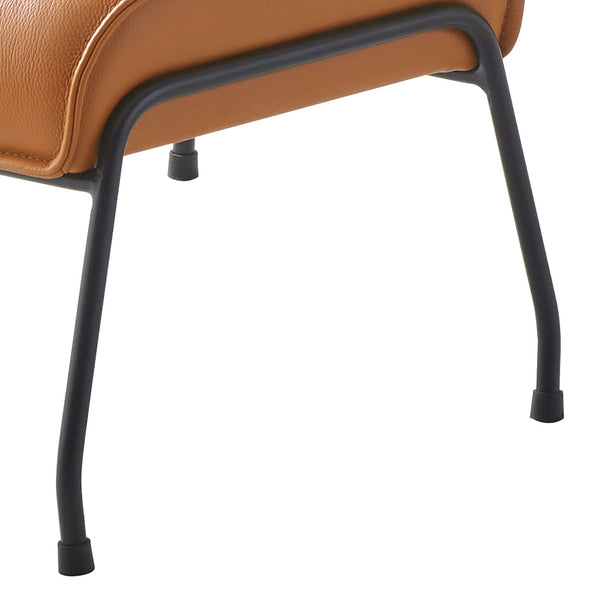 English Elm Zusa Sandstone Top Grain Leather Accent Chair & Ottoman with Metal Frame, Full Foam, Modern Luxe B2726S00389