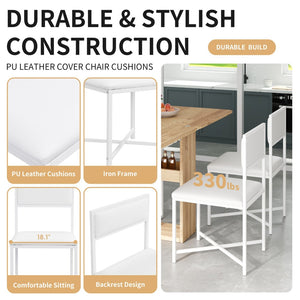 English Elm Topmax Extendable 5 Piece Dining Set with Pu Leather Chairs and Under Table Storage SP000082AAK