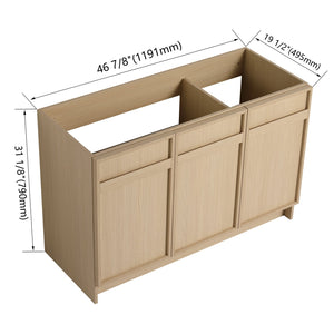 English Elm 48" Freestanding Bathroom Vanity with 3 Soft-Close Doors, Adjustable Shelf, Scratch & Water-Resistant Finish W999P239163