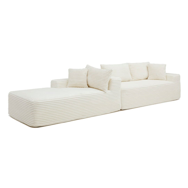 English Elm 105'' Modular Cloud Sectional Corduroy Plush Deep Seat L-shape Sofa for Living Room W1117S00338