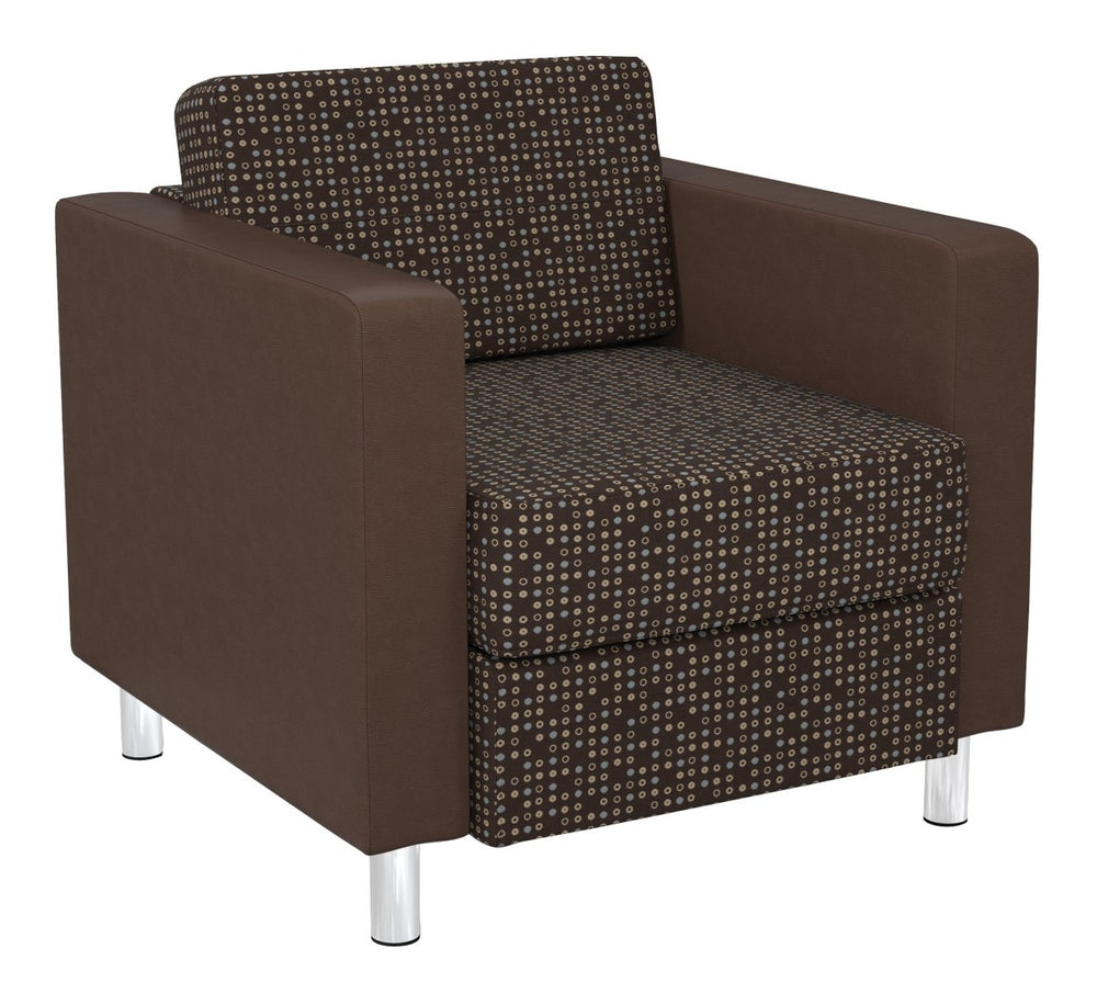 OSP Home Furnishings Pacific Contemporary Club Armchair with Vinyl Upholstery and Polished Chrome Legs for Lounges PAC51-K104/R102