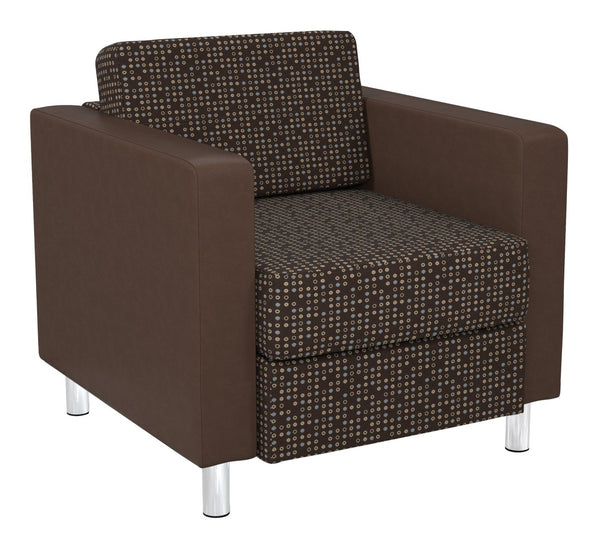OSP Home Furnishings Pacific Contemporary Club Armchair with Vinyl Upholstery and Polished Chrome Legs for Lounges PAC51-K104/R102