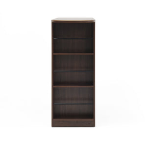 English Elm Modern Bar Cabinet Walnut with Rotating Top, Counter-Height Storage, 6 Shelves & Ribbed Glass Doors W409P167484