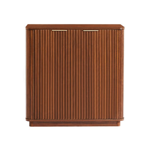 English Elm 31.5'' Buffet Cabinet Sideboard with Curved Wave Front, Compact Storage Console for Entryway & Living Areas Walnut W1820P352261