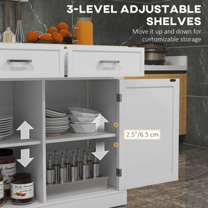 English Elm HOMCOM Mobile Kitchen Island with Drop Leaf Breakfast Bar, Rubberwood Top, Locking Casters & Storage White W2225P217403