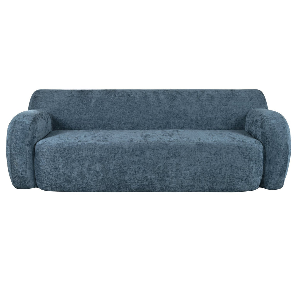 English Elm U_Style Minimalist 81.5" Curved Compression 3-Seater Sofa — Space-Saving Modern Upholstered Design Dark Blue N711P192002C