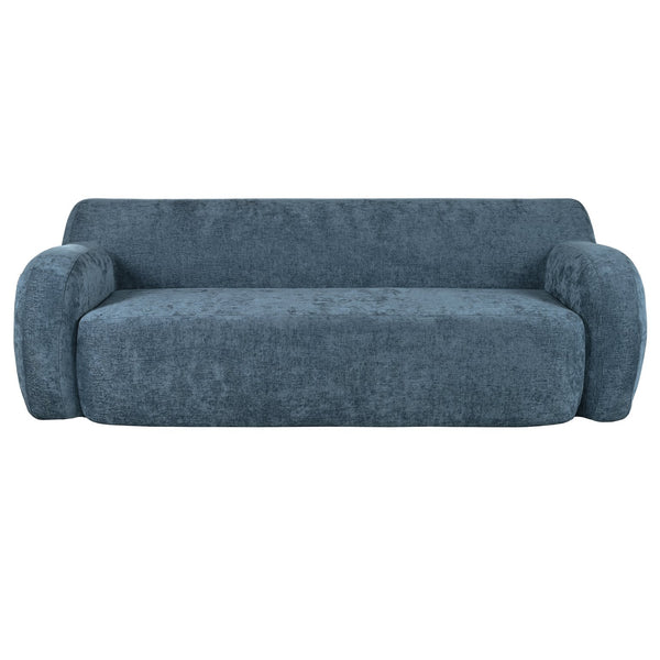 English Elm U_Style Minimalist 81.5" Curved Compression 3-Seater Sofa — Space-Saving Modern Upholstered Design Dark Blue N711P192002C