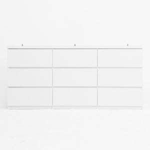 English Elm 9 Drawer White Matte Dresser Handleless Minimalist Storage for Bedroom Entryway W409P371352