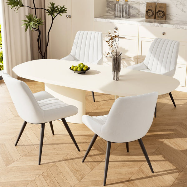 English Elm Modern Dining Chairs Set Of 4 - Stylish Upholstered Kitchen Side Chairs With Cushions & Metal Legs T3950P394447