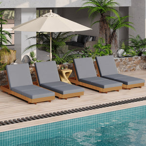 English Elm Christopher Knight Home® - Lounge Chaise Set – Stylish Acacia Wood With Water-Resistant Cushions & 6-Position Adjustability! N770P281696C_N770P208326G