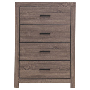 English Elm Geary Barrel Oak 4-Drawer Rectangular Chest with Rustic Oak Grain, Vintage Charm & Ample Storage Space B062P331057