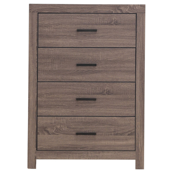 English Elm Geary Barrel Oak 4-Drawer Rectangular Chest with Rustic Oak Grain, Vintage Charm & Ample Storage Space B062P331057