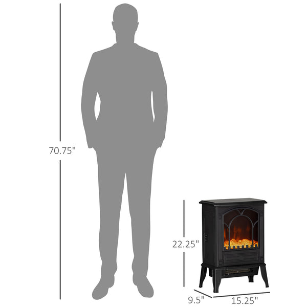 English Elm Homcom 22" Compact Electric Fireplace Stove With Realistic Flame, Safety Features & Dual Heat Settings W2225P249859