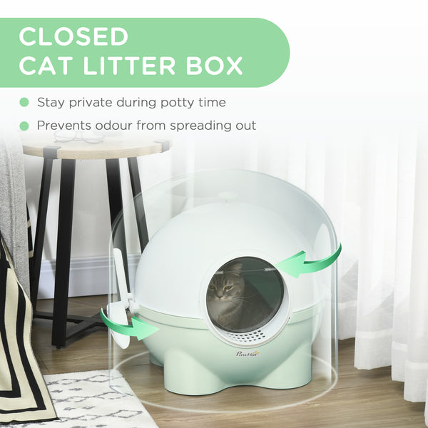 English Elm PawHut Multifunctional Hidden Litter Box TV Stand for Two Cats with Double Doors, Sand Pad, Vents Green W2225P217604