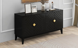 English Elm Christopher Knight Home® - 4-Door Elegant Sideboard Storage Cabinet With Gold Handles - Modern Black Design For Living & Dining N759P192449B