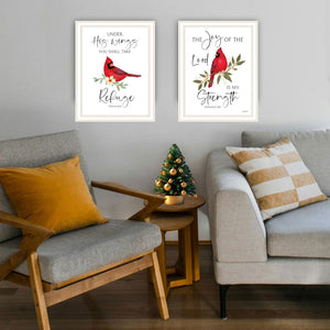 English Elm Trendy Red Cardinal Faith Art Two Piece White Wood Framed Set for Home Walls B067P256627