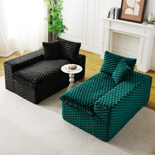 English Elm Luxury Color-Block Turtle Velvet Sofa - Versatile Seating For Modern Living Rooms, Cozy Style & Comfort W3371S00055