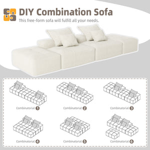 English Elm Modern Oversized Modular Sectional Sofa With Ottomans & Pillows - No Assembly, Soft Chenille Comfort W1885S00061