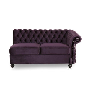 English Elm Mirod Velvet L-shaped Sectional Sofa Tufted Arms Rivet Accents Retro Living Room N760S0000038A