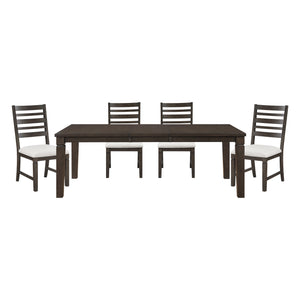 English Elm Classic 5-Piece Dining Set With Expandable Table & 4 Upholstered Chairs In Dark Espresso Finish B011S01903