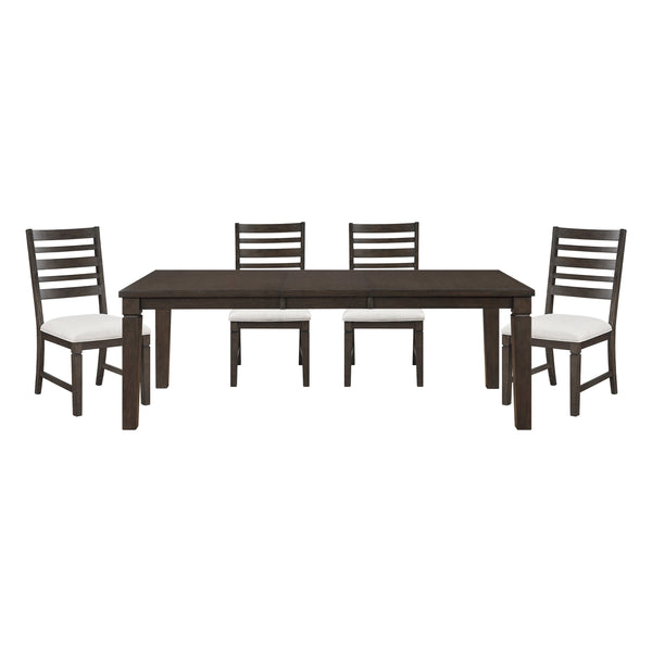 English Elm Classic 5-Piece Dining Set With Expandable Table & 4 Upholstered Chairs In Dark Espresso Finish B011S01903