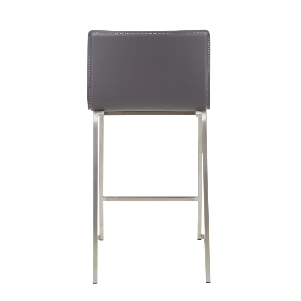 English Elm Mara 26" Contemporary Counter Stool Set Of 2 In Grey Faux Leather & Brushed Stainless Steel Finish B202P222062