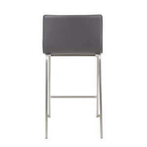 English Elm Mara 26" Contemporary Counter Stool Set Of 2 In Grey Faux Leather & Brushed Stainless Steel Finish B202P222062