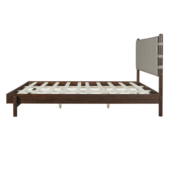 English Elm Christopher Knight Home® - Premium Rubber Wood Platform Bed Frame - King Size Mid-Century Modern Design With Elegant Walnut Finish N770P288597D_N770P288598D