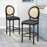 Christopher Knight Home® - Noble House - Govan French Country Wooden Barstools with Upholstered Seating - Set of 2