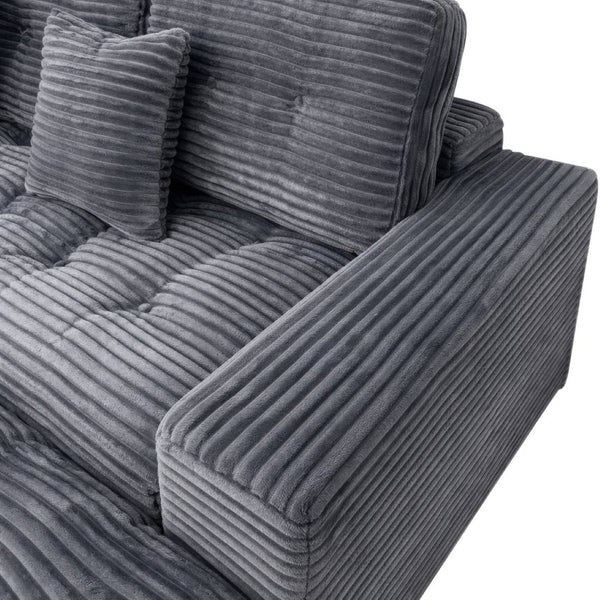 English Elm Modular Cloud Sectional Sofa with Ottoman Plush Velvet Foam Lounge Set W5502S00008