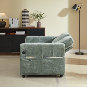 English Elm Modern Chenille Tufted Sleeper Sofa with Usb Port and Storage for Guest Rooms W1183S00024