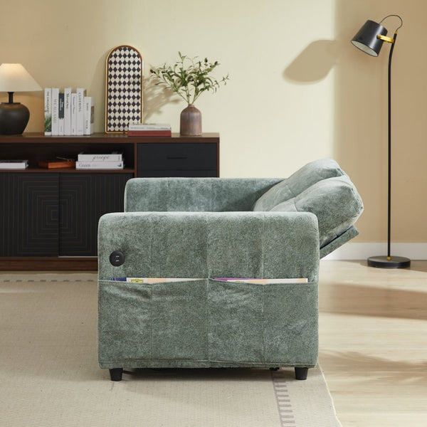 English Elm Modern Chenille Tufted Sleeper Sofa with Usb Port and Storage for Guest Rooms W1183S00024
