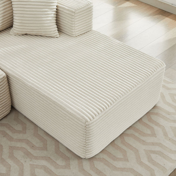 English Elm 106" Cloud Sectional Couch L-Shape With Flexible Right-Facing Chaise In Plush Beige Corduroy Fabric W1143S00025
