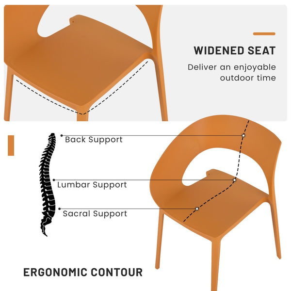 English Elm Summer Polypropylene Round Dining Set Stackable Chairs Uv Resistant Indoor Outdoor Patio Tropical Orange,White W3450S00027