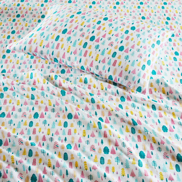 English Elm 3 Pcs Twin Xl Flannel Sheet Set - Cozy White Holiday Tree Print For Warm, Seasonal Comfort B035P319685