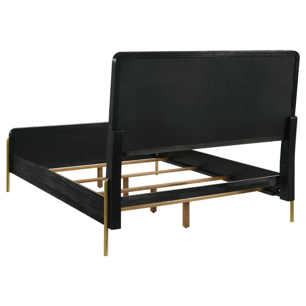 English Elm Anser Queen Panel Bed In Black And Gray With Gold Metal Legs – Modern Glam For Stylish Bedrooms B062S01252
