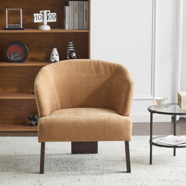 English Elm Christopher Knight Home® - Modern Accent Chair with Curved Round Back and Wooden Legs — Mid-Century Comfort, Compact & Durable Pumpkin Orange N767P266888P