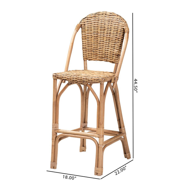 English Elm Modern Woven Rattan Barstool with Openwork Back for Kitchen Island or Home Bar B2750P470067
