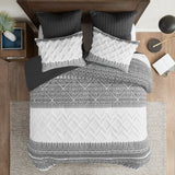 INK+IVY Mila Global Inspired 3 Piece Cotton Comforter Set with Chenille Tufting II10-1248 Gray