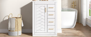 English Elm 24" Modern Bathroom Vanity With Integrated Sink, Soft-Close Drawers, Stylish Gold Hardware Finish N710P341038K