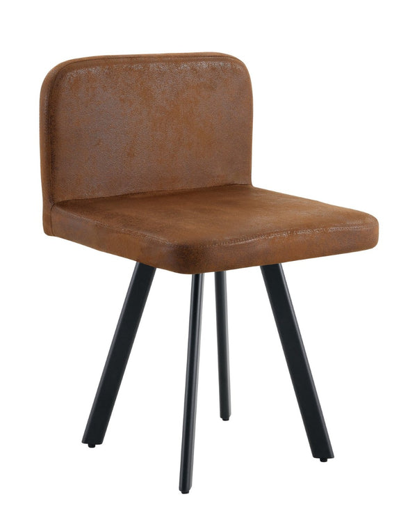 English Elm Stylish Brown Pu Faux Leather Modern Dining Chair Set of Six with Sculpted Backs W3875P370933