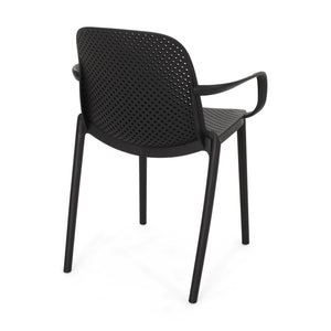 English Elm Christopher Knight Home® - GARDENIA Weather-Resistant Outdoor Dining Chair with Perforated Modern Design and Durable Polypropylene Frame Black 33.5 L x 23.5 W x 23.5 H 68521.00BLK