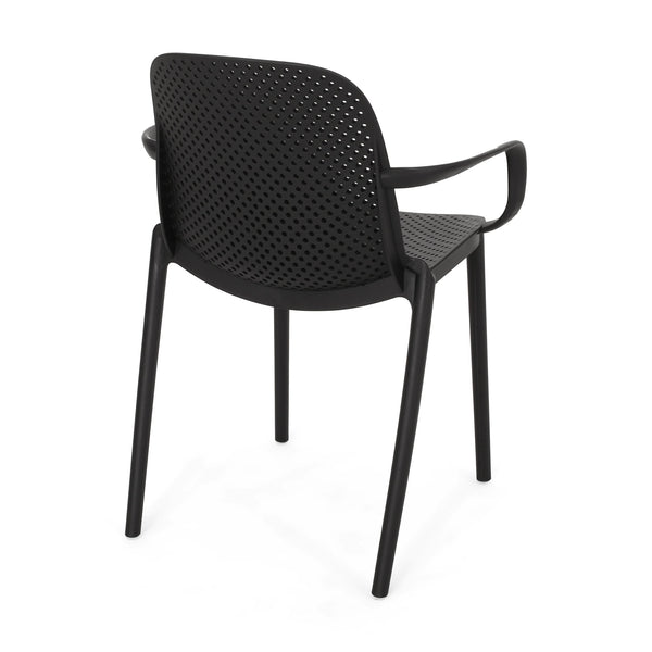 English Elm Christopher Knight Home® - GARDENIA Weather-Resistant Outdoor Dining Chair with Perforated Modern Design and Durable Polypropylene Frame Black 33.5 L x 23.5 W x 23.5 H 68521.00BLK
