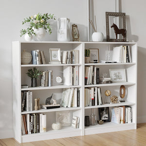 English Elm 4 Shelf Display Bookcase – 48" Freestanding Engineered Wood Bookshelf, Stable Anti-Tip White Finish T3623P381014