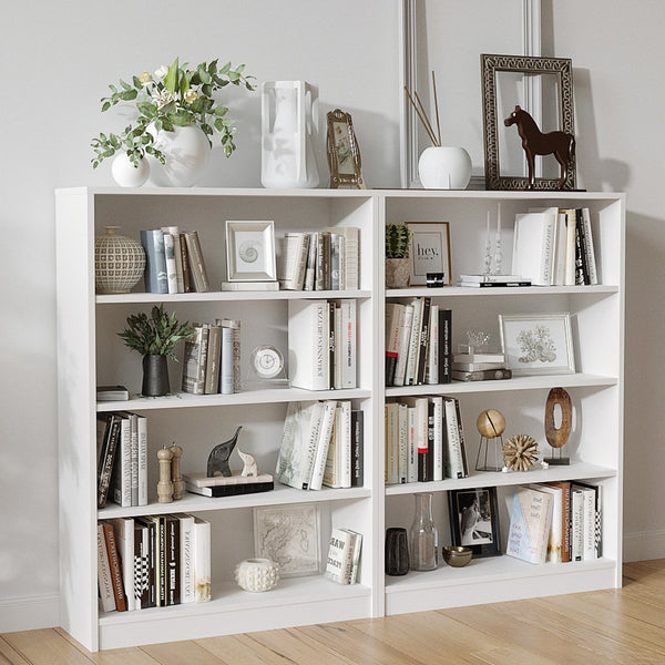 English Elm 4 Shelf Display Bookcase – 48" Freestanding Engineered Wood Bookshelf, Stable Anti-Tip White Finish T3623P381014
