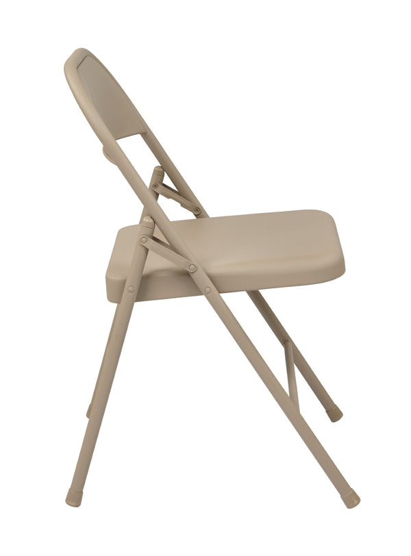 OSP Home Furnishings Folding Metal Chair Set of Four for Banquets Events and Everyday Extra Seating Tan FF-22124M