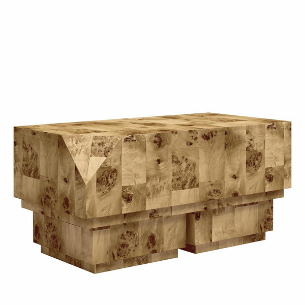 English Elm Moxie Burl Veneer 3 Piece Living Room Table Set with Stackable End Tables B2733P445246