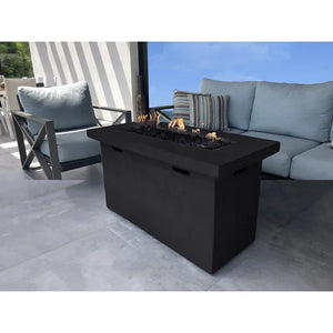 English Elm 25" Fiber Reinforced Concrete Propane Outdoor Fire Pit Table with Hidden Tank Storage and Cover, Stylish Lava Rocks, Push-Button Flame Control, Durable Patio Centerpiece Charcoal B120P205011